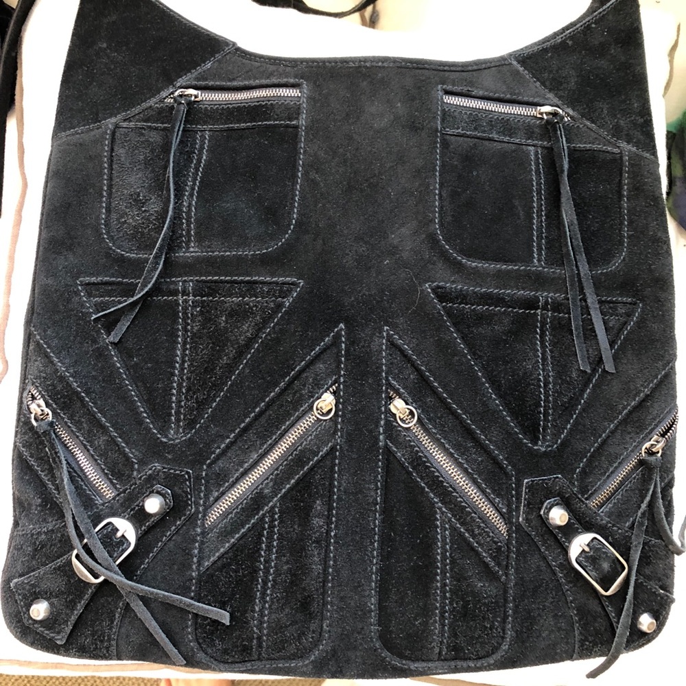 RARE Balenciaga suede hobo messenger black